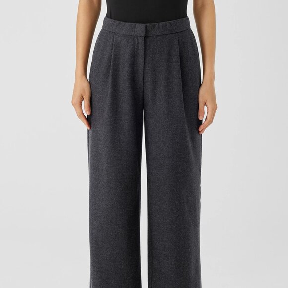 NEW Eileen Fisher -- Soft Wool Flannel Wide-Leg Pant - Picture 1 of 8
